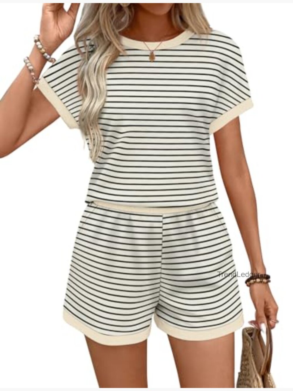 Women's Summer Lounge Short Set with Pocket, Polyester Blend, XS-2XL - Picture 3 of 5